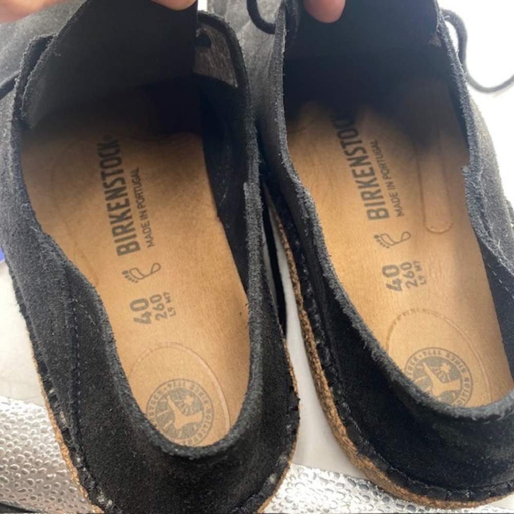 Birkenstock Gary Black Suede Lace Up Shoes Women 9 Men 7 Comfort Flat 1013439 - Picture 11 of 14